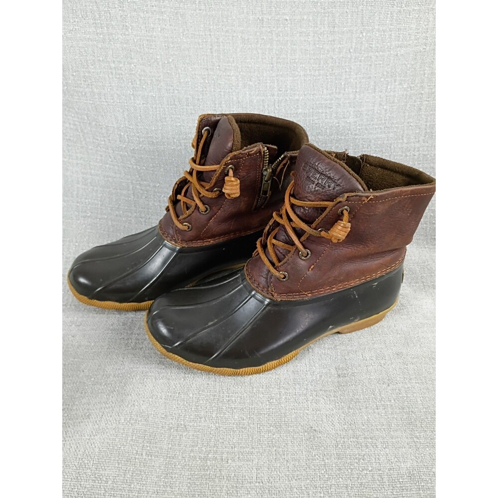 Sperry Top Sider Size 7 Duck Boots Leather Rubber Rain Snow Waterproof Women